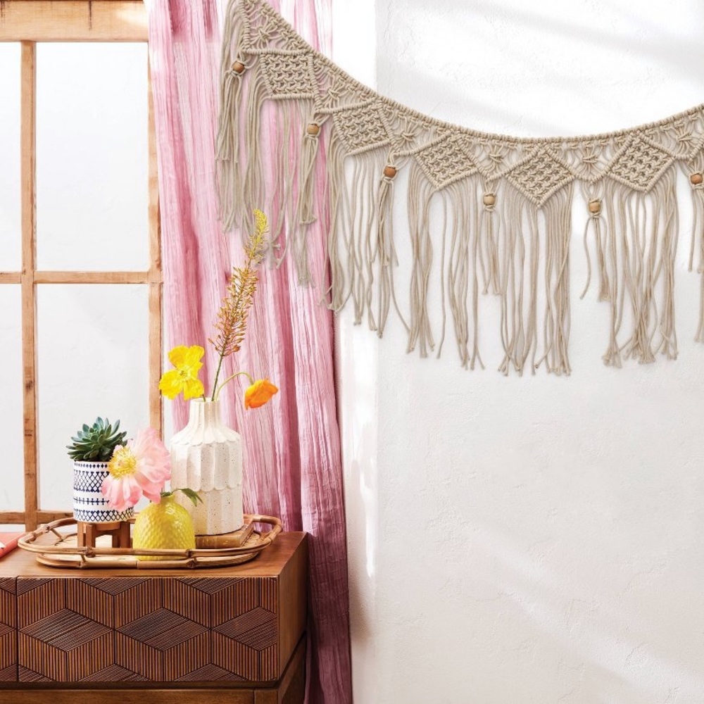 OPALHOUSE NWOT macrame garland w/ wooden beads